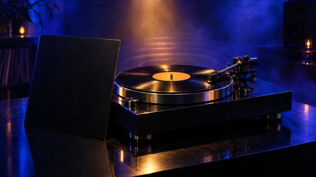 Disco de vinilo girando en el tocadiscos de Beetle Lab, sello discográfico del Grupo Beetle